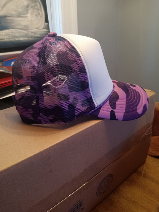 Purple / White Camouflage Trucker Hat