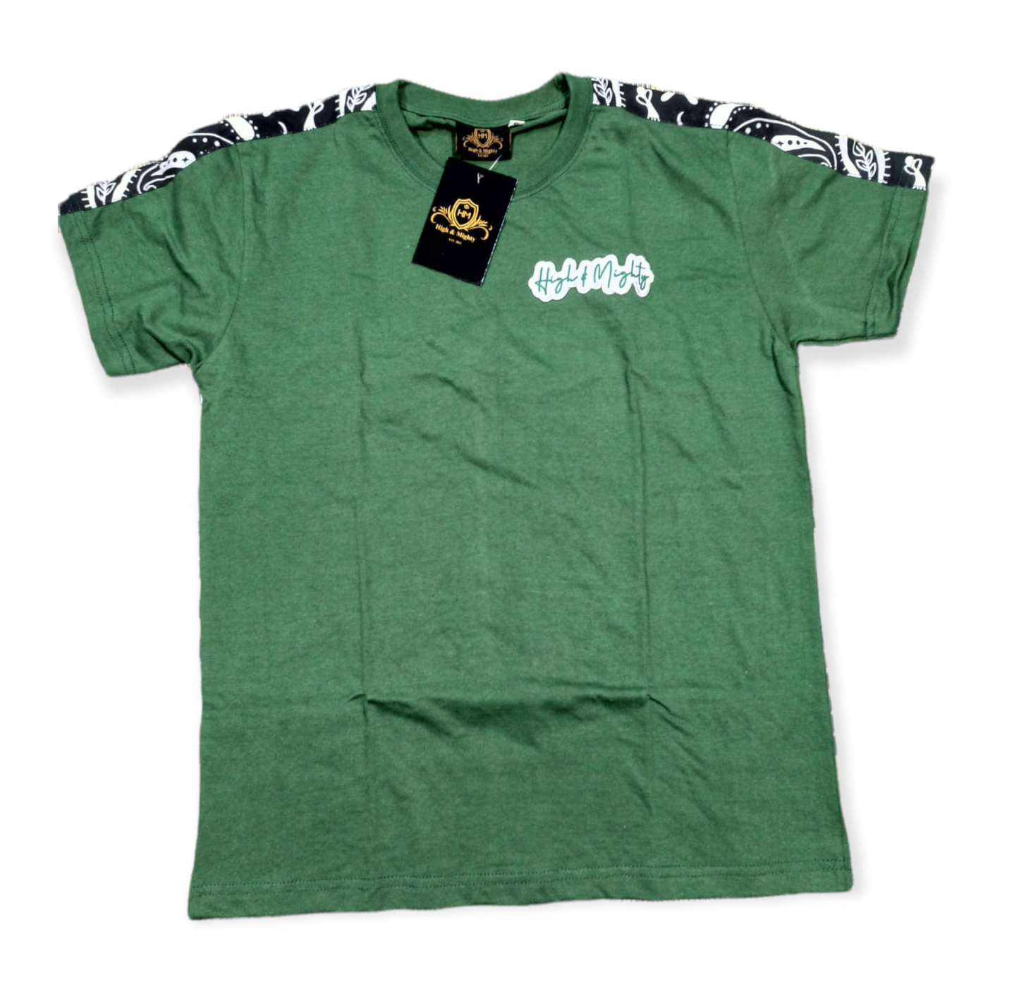 Short Sleeve T-Shirt Green/white/Black Bandana